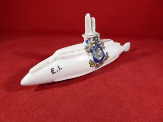 WW1 (Brighton) Crested China Model of the British Submarine E1 made by Savoy China — image 6
