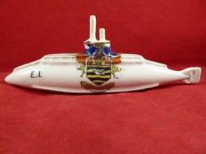 Unusual WW1 (Blackpool) Crested China Model of the British Submarine …