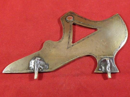 Boer War POW 'Trench Art' Brass Victorian Ladies Shoe Desk Ornament on Oak Base c1903 — image 8