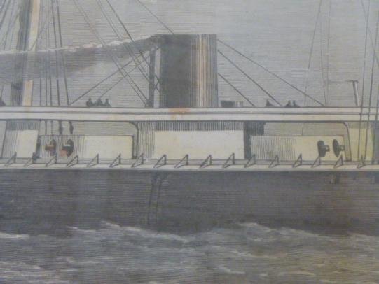 Framed Antique Hand Coloured Print of HMS MONARCH (1868) — image 3