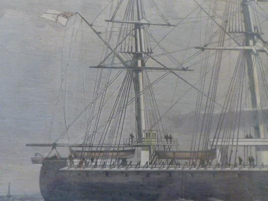 Framed Antique Hand Coloured Print of HMS MONARCH (1868) — image 5