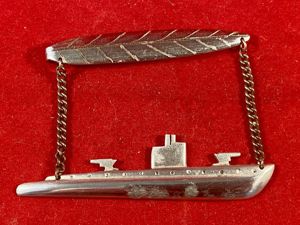 WW2 Period Silver-Plated Tie Bar/Clasp with Submarine Engraved Justyn Edwards …
