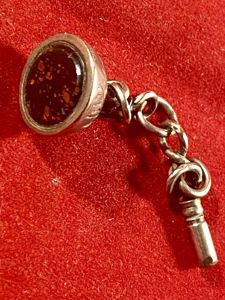 Charming Georgian Period Silver Pocket Watch Fob with a Bloodstone …