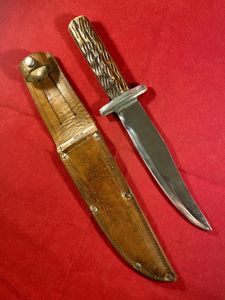 Rare WW2 British Army Auxiliary Unit Knife with Leather Sheath