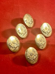 Six Large Antique Silver Plated Brass Livery Buttons Depicting Stag …