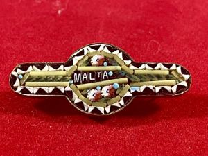 Antique Victorian Micro Mosaic MALTA Brooch c1880