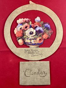 Charming Original Wall Hanging 1938 Calendar and 1937 Christmas Greeting …