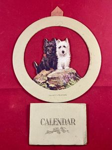 Charming Original Wall Hanging 1937 Calendar and 1936 Christmas Greeting …