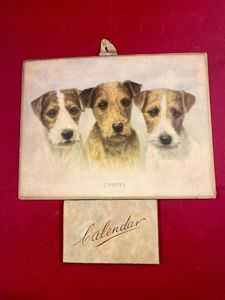 Charming Original Wall Hanging 1936 Calendar and 1935 Christmas Greeting …