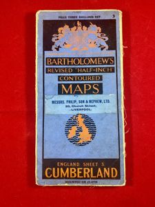 Vintage Bartholomew's Cloth Sheet Map - CUMBERLAND Sheet 3 - …