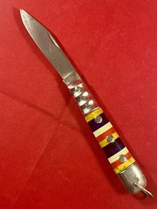 Vintage 3.5' Single Bladed Folding Knife with Candy Stripe Grip …