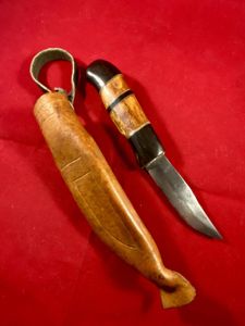 Unusual Vintage Scandinavian Puukko Knife with Black Horn and Burr …