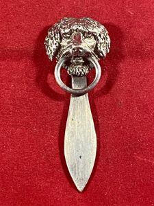 Beautiful Antique French Silver 'Dogs Head' Chatelaine Belt Clip