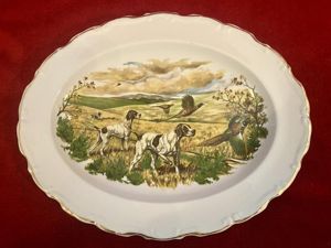 Vintage Oval China Serving Dish with a Scene of Gun …