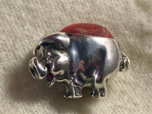 Vintage Miniature Sterling Silver Pig Pin Cushion