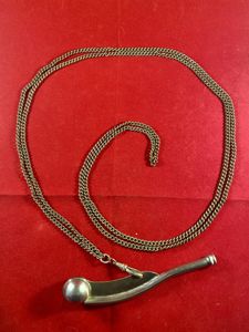 Original Royal Navy Boatswains Bosun Whistle and 60' Brass Chain …