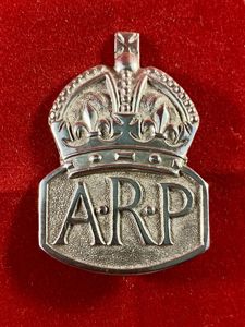 WW2 Period English Hallmarked Silver ARP Badge - Long Pin …