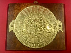 Impressive Large Brass Antique Milners Safe Maker's Name Plaque Mounted …