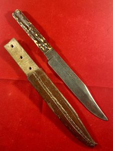 Antique Clip Point Bowie Knife with Stag Horn Grips by …
