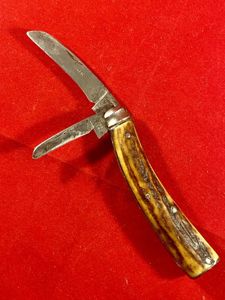 Rare Antique Double Bladed Pruning Knife with Stag Antler Grip …