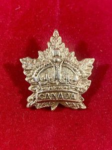 WW1 Canadian Regimental Maple Leaf Gilt Brass Sweetheart Brooch