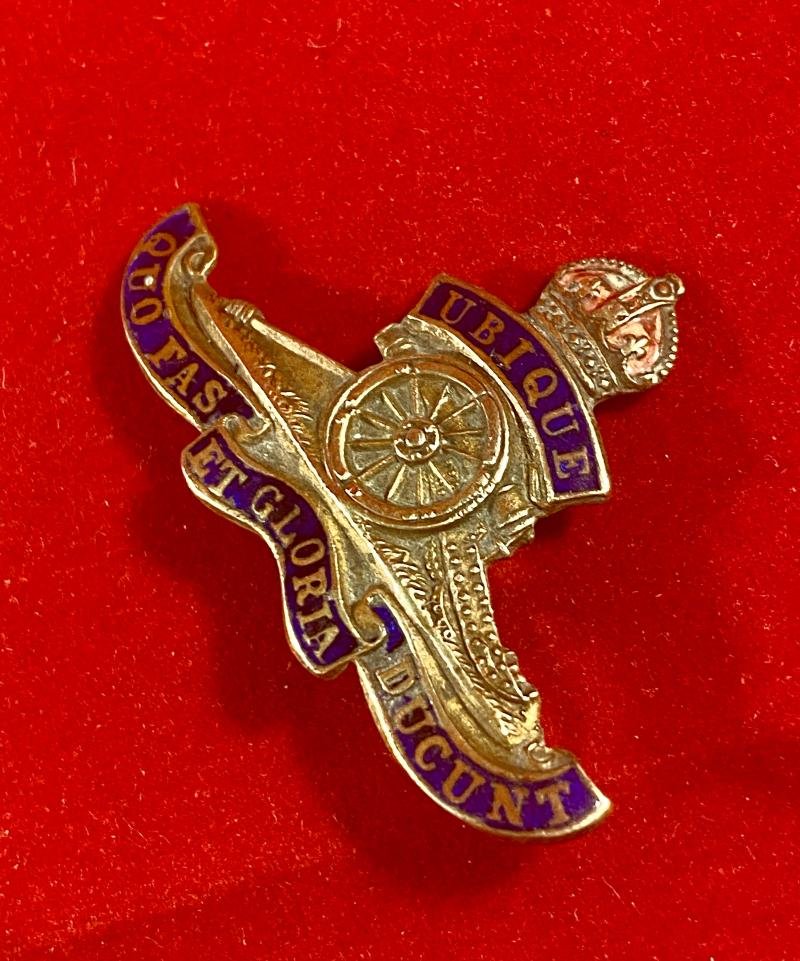 WW1 Royal Artillery Gilt Brass and Enamel Regimental Crest Sweetheart Brooch — image 3