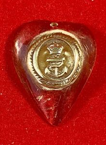 WW2 Royal Navy Button and Heart Shaped Perspex Sweetheart Pendant