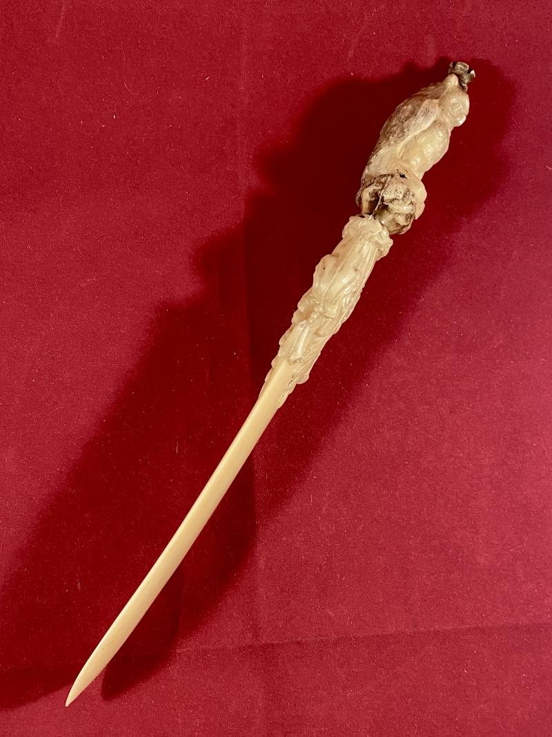 Unusual Moulded Owl Celluloid Letter Opener with Concealed Pencil Topped with a Crown — image 10