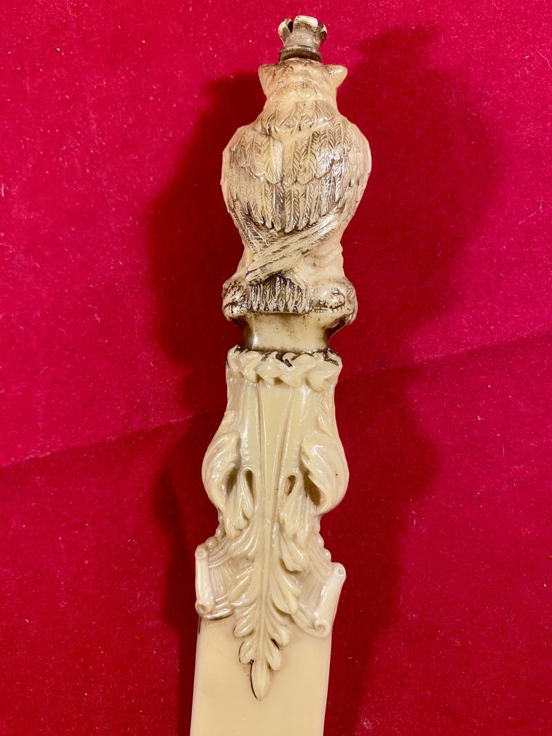 Unusual Moulded Owl Celluloid Letter Opener with Concealed Pencil Topped with a Crown — image 5