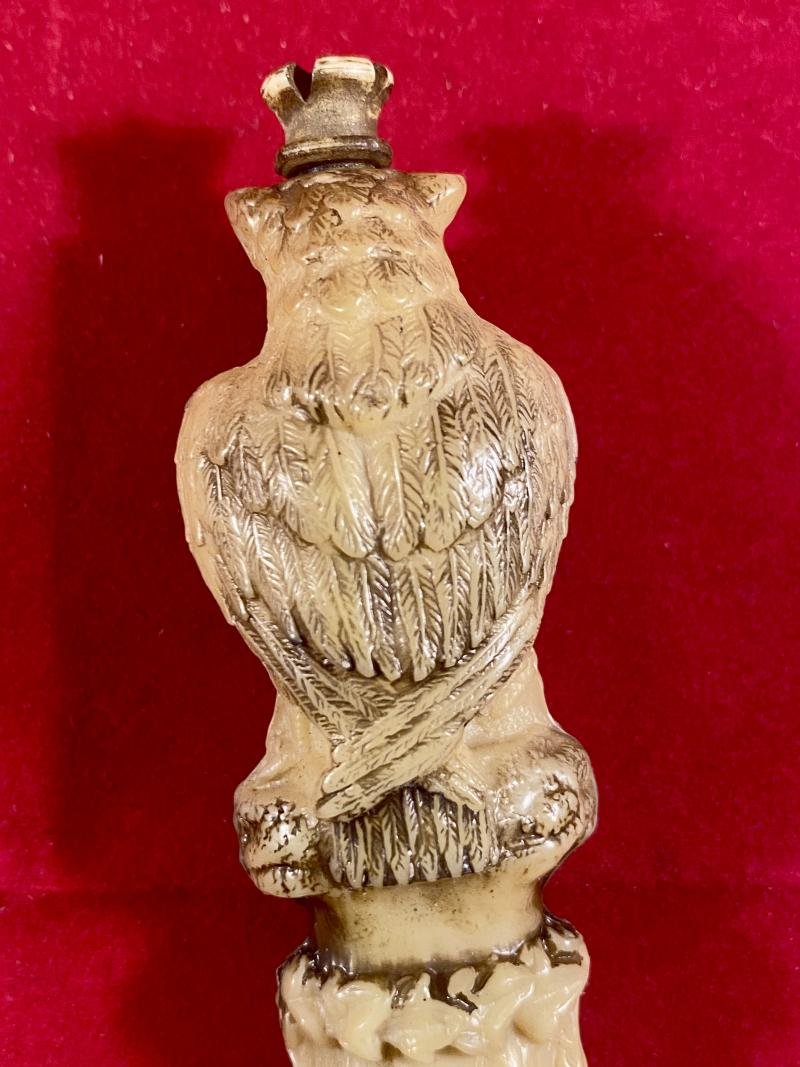 Unusual Moulded Owl Celluloid Letter Opener with Concealed Pencil Topped with a Crown — image 7