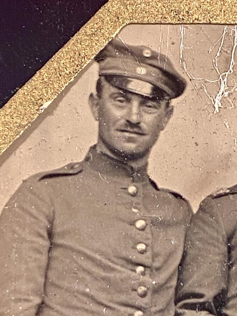 Impressive Paper Framed Tintype Photo of Three Soldiers of the Imperial German Army - Souvenir of the Year 1909 — image 4
