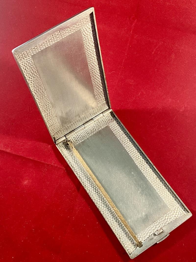 WW2 Italian POW made Aluminium Trench Art Cigarette Case Depicting a Horse and Dog — image 3