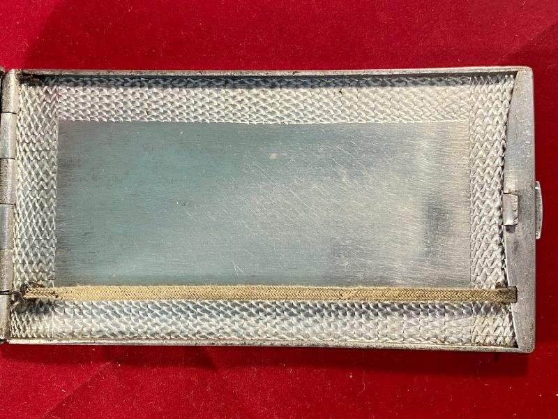 WW2 Italian POW made Aluminium Trench Art Cigarette Case Depicting a Horse and Dog — image 4