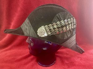 Antique Victorian Court Dress Cocked Moleskin Bicorn Hat c1880