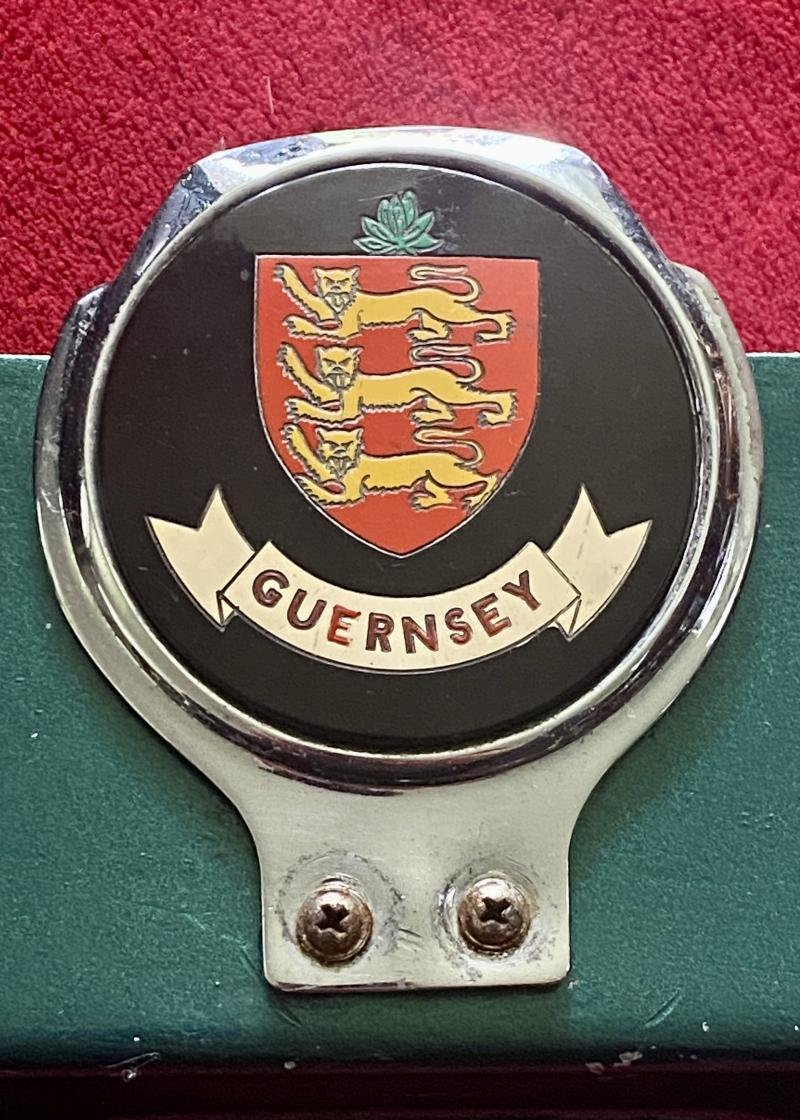 Set of Three Vintage Car Badges Relating to Guernsey - Mounted on Custom-made Metal Bracket — image 2