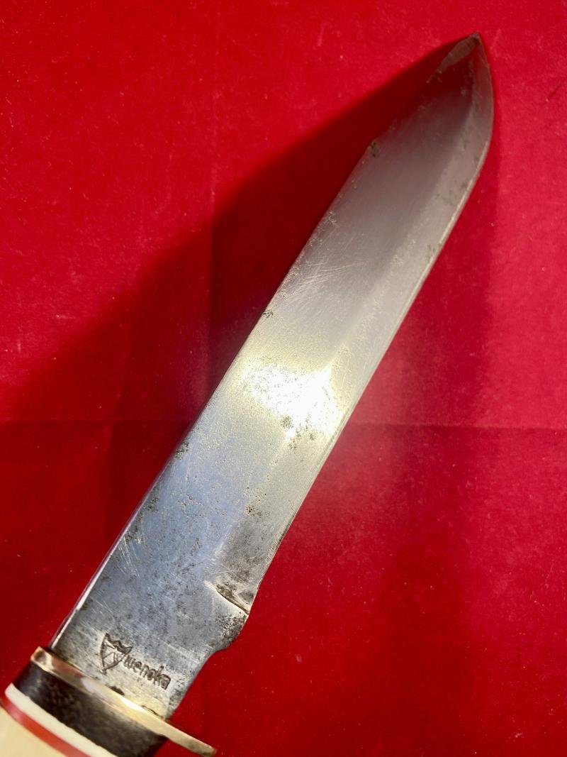 Large Original Bowie Knife by Wenoka of Japan with Embossed Eagle Head Leather Sheath c1960 — image 6