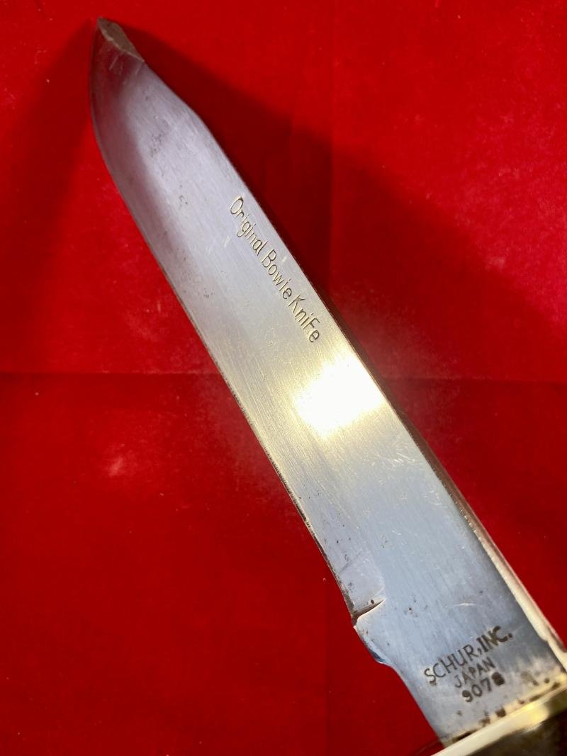 Large Original Bowie Knife by Wenoka of Japan with Embossed Eagle Head Leather Sheath c1960 — image 7