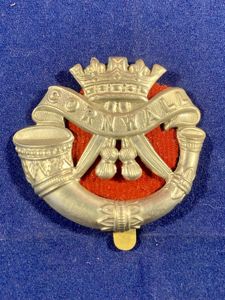 Duke of Cornwall Light Infantry, DCLI Cap Badge with Red …