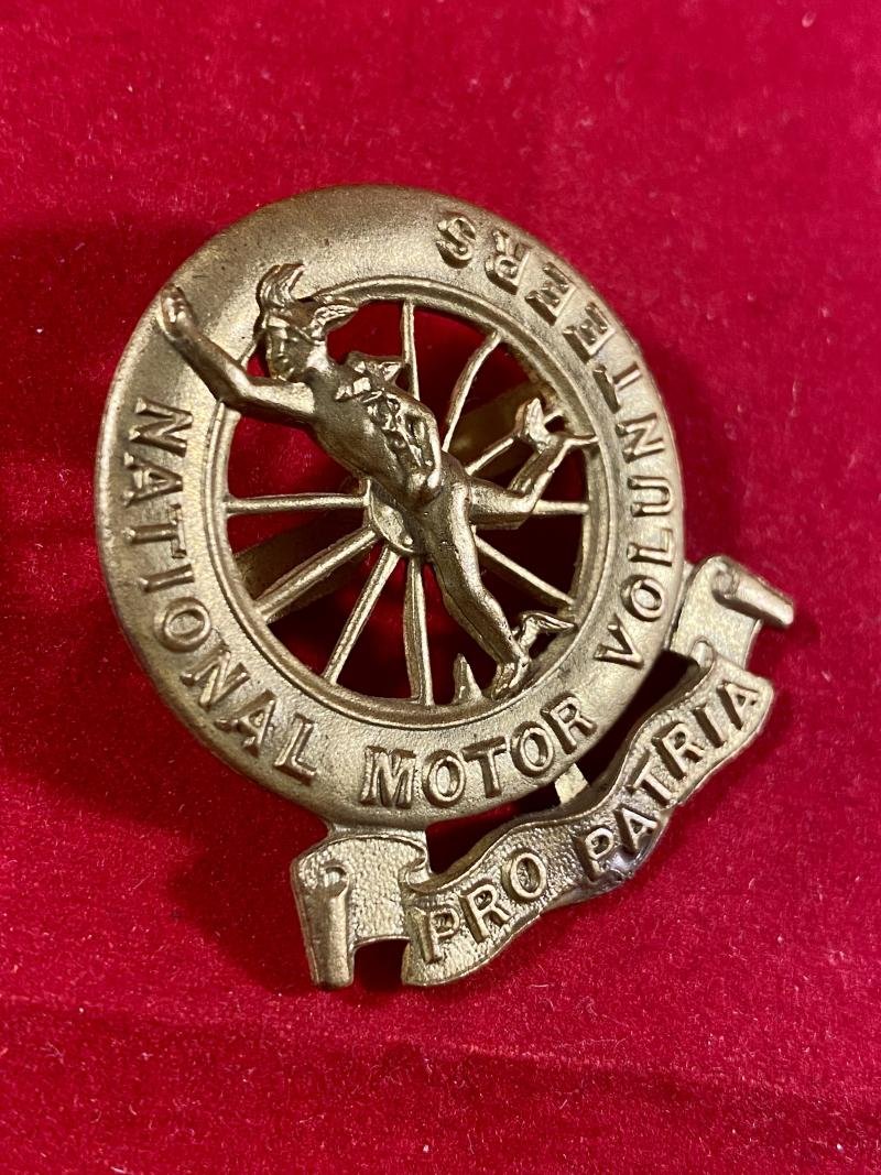 Fine Original WW1 Period Brass National Motor Volunteers Cap Badge — image 2