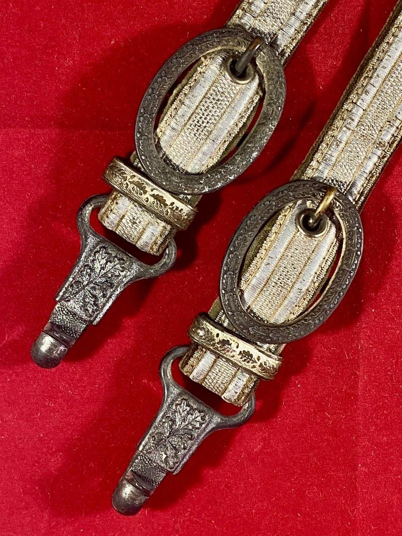 Deluxe WW2 German Army Officers Dagger Hangers with Top Oak Leaf Metal Fittings — image 10