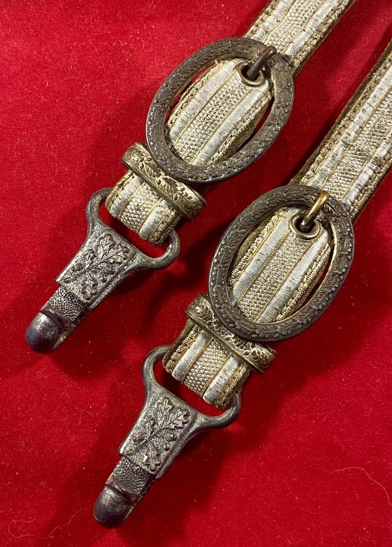 Deluxe WW2 German Army Officers Dagger Hangers with Top Oak Leaf Metal Fittings — image 2
