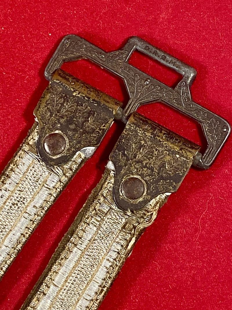 Deluxe WW2 German Army Officers Dagger Hangers with Top Oak Leaf Metal Fittings — image 3