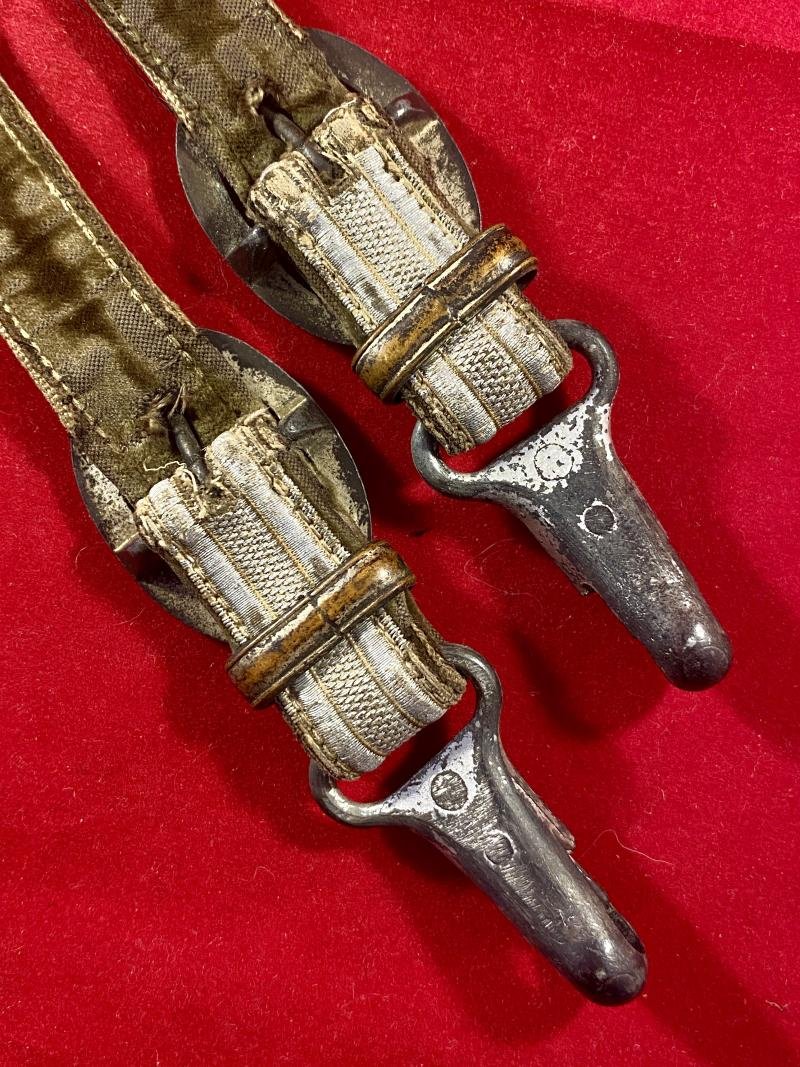 Deluxe WW2 German Army Officers Dagger Hangers with Top Oak Leaf Metal Fittings — image 5