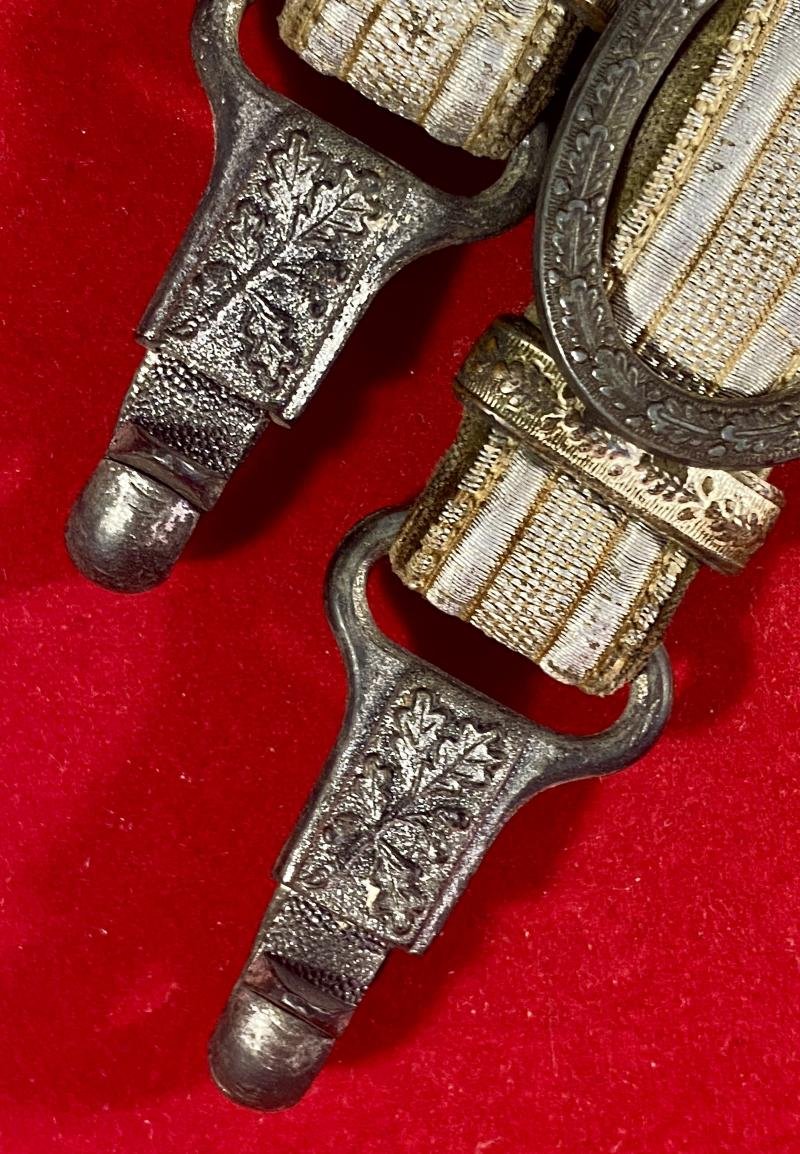Deluxe WW2 German Army Officers Dagger Hangers with Top Oak Leaf Metal Fittings — image 9