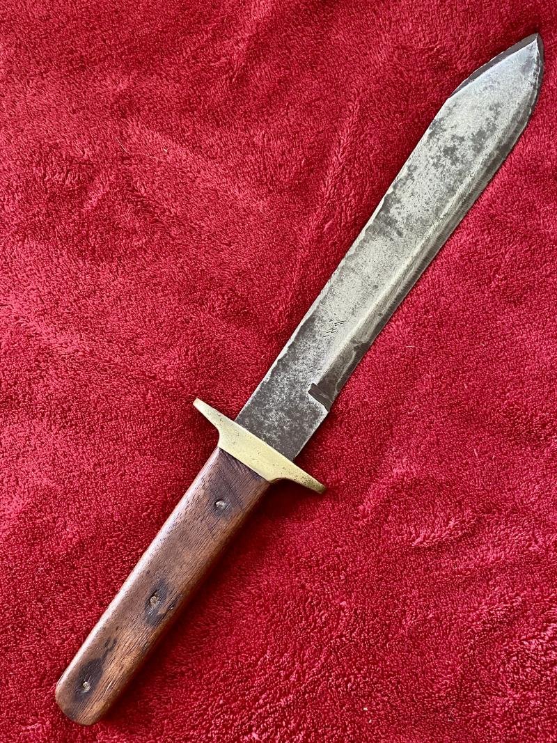 Large Bowie Knife with 10' Plain Steel Blade and English Oak Grip Scales — image 2