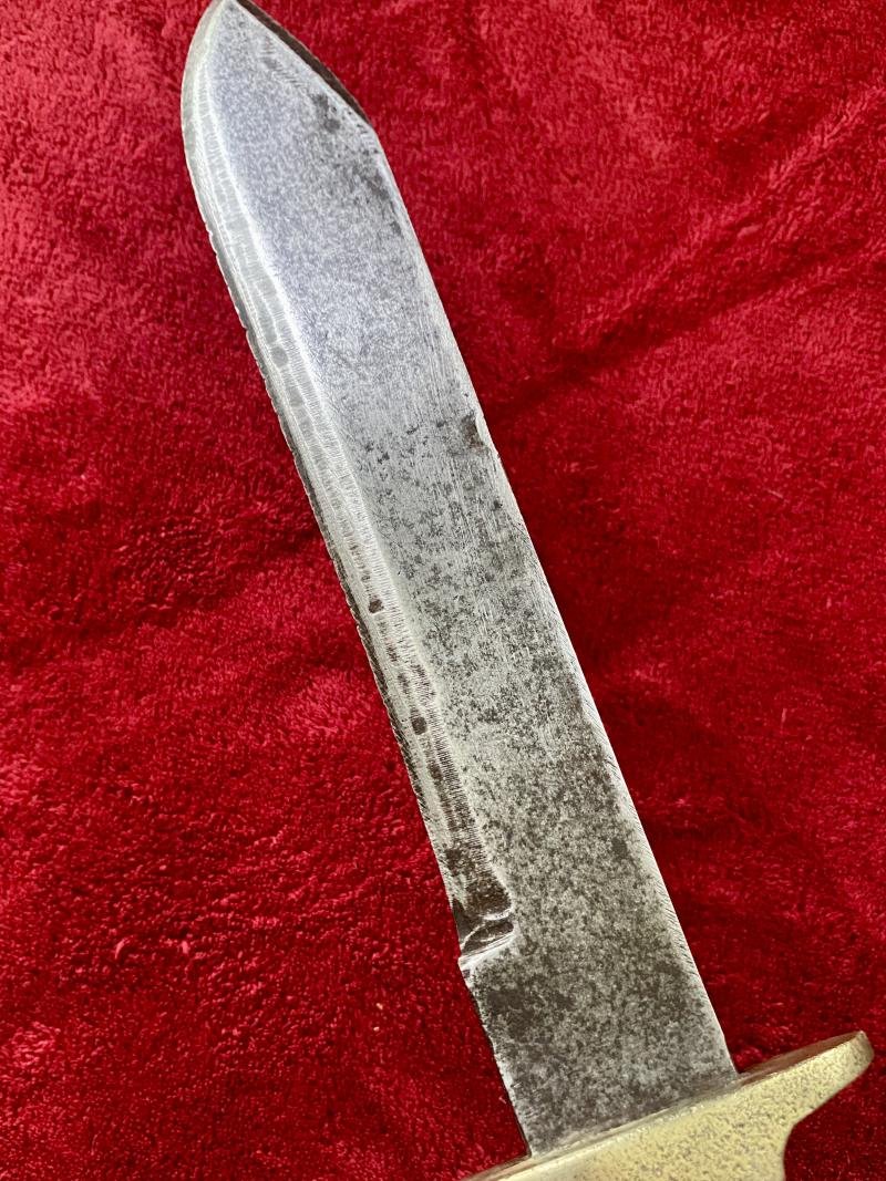 Large Bowie Knife with 10' Plain Steel Blade and English Oak Grip Scales — image 3