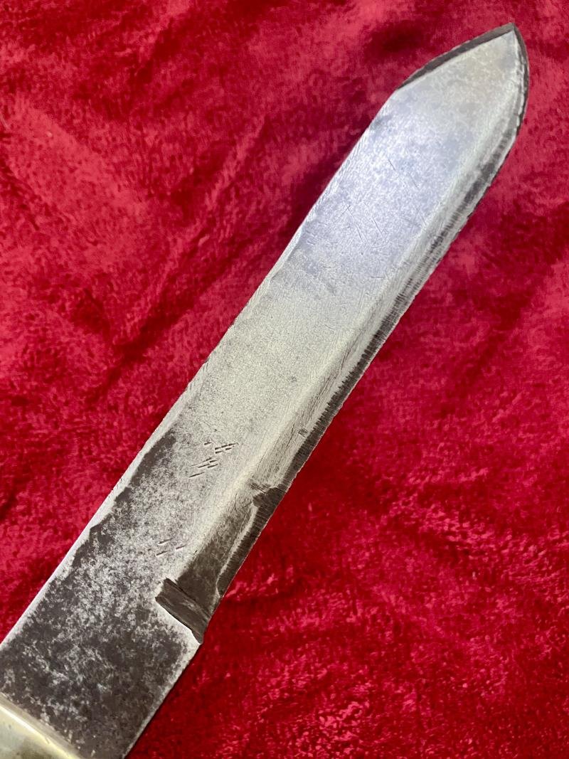 Large Bowie Knife with 10' Plain Steel Blade and English Oak Grip Scales — image 4