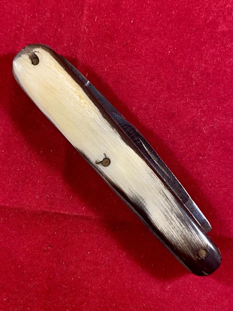 Antique Double-Bladed Penknife with Smooth Horn Grip Scales made in Sheffield c1880 — image 10