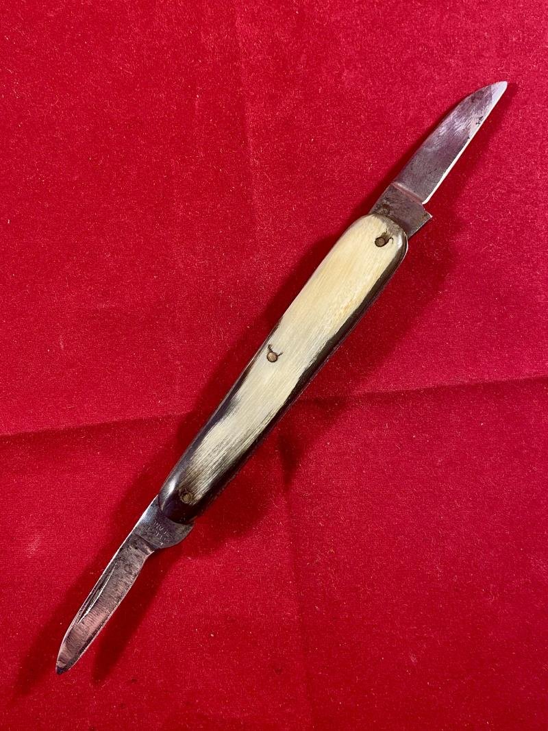 Antique Double-Bladed Penknife with Smooth Horn Grip Scales made in Sheffield c1880 — image 2