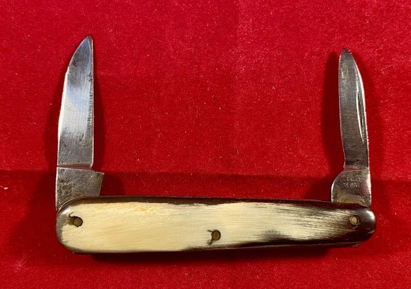 Antique Double-Bladed Penknife with Smooth Horn Grip Scales made in Sheffield c1880 — image 7